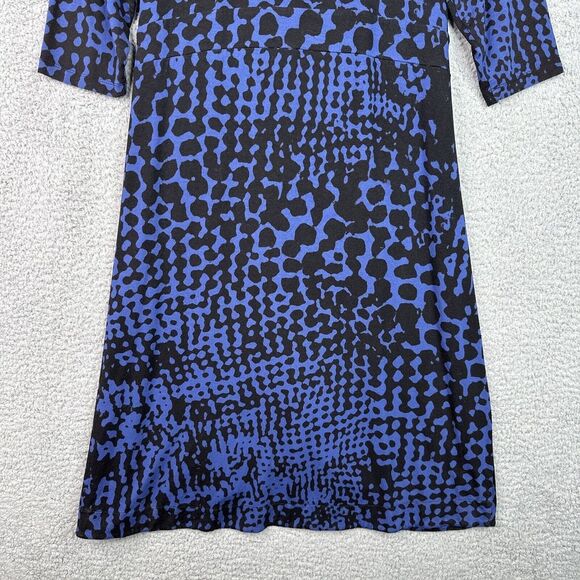 Mercer & Madison 1X Blue Black Abstract Animal Print Faux Wrap Midi Dress - Picture 10 of 12